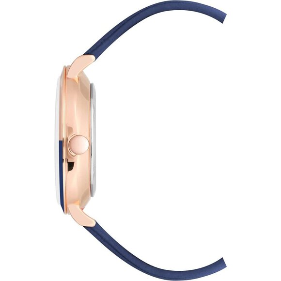 Women\'s Faux Leather Strap Navy/Gold Tone Buckle Closure Crystal Lens Watch main image 6